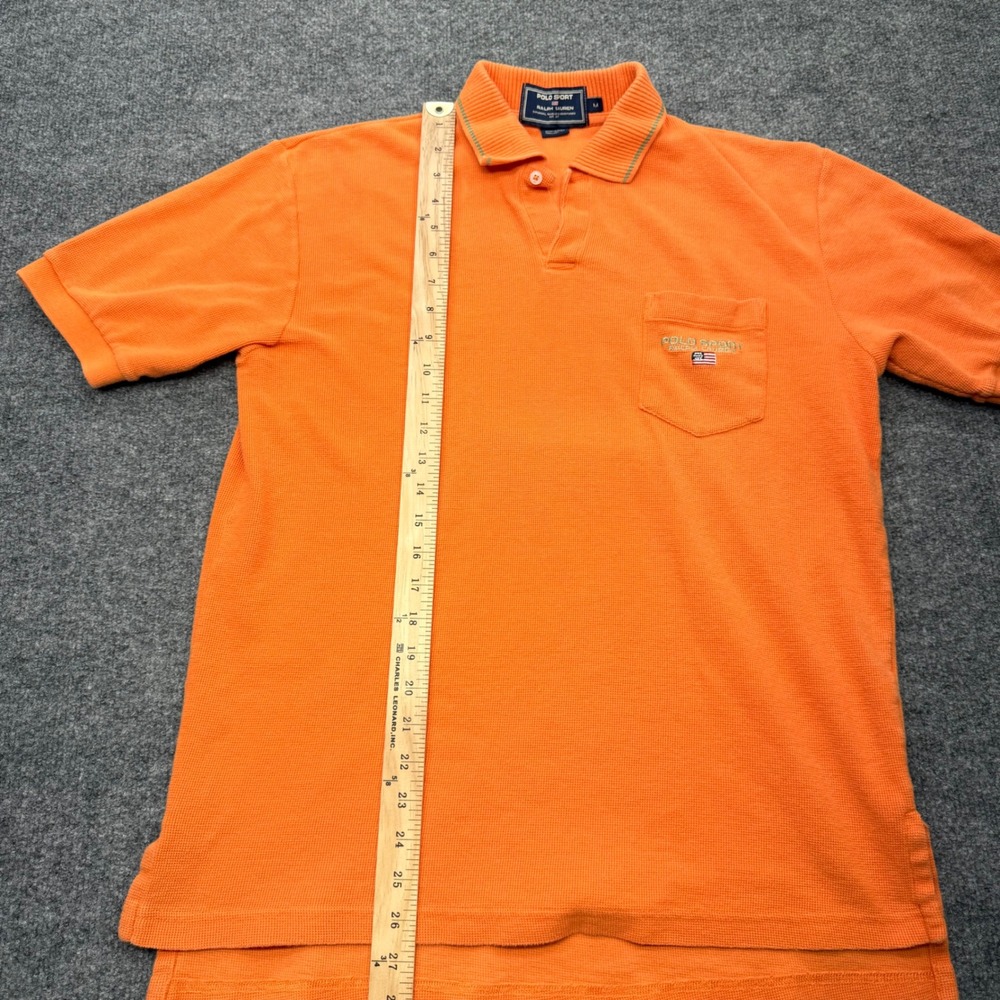 Polo Sport Ralph Lauren Mens Orange Waffle Knit Pocket Polo Shirt Size M - Picture 4 of 7